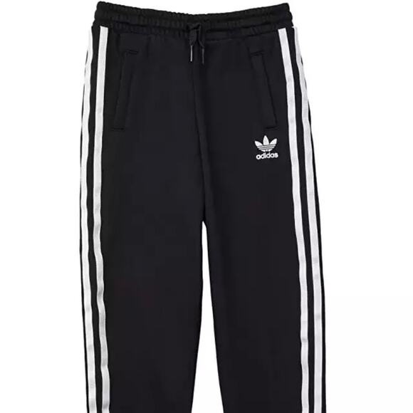NWT Adidas Girls Black Three Stripe Jogger Sweatpants Glitter Logo & Stripes XL - Picture 1 of 11